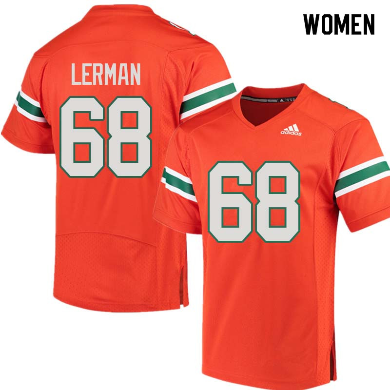 Women Miami Hurricanes #68 Zachary Lerman College Football Jerseys Sale-Orange
